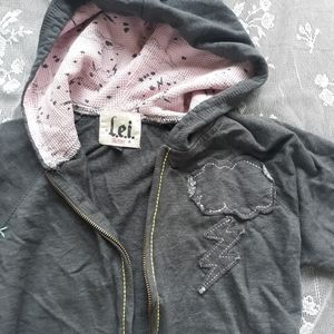 LEI Gray Lightning Hoodie Gray Pink Thermal Hood M